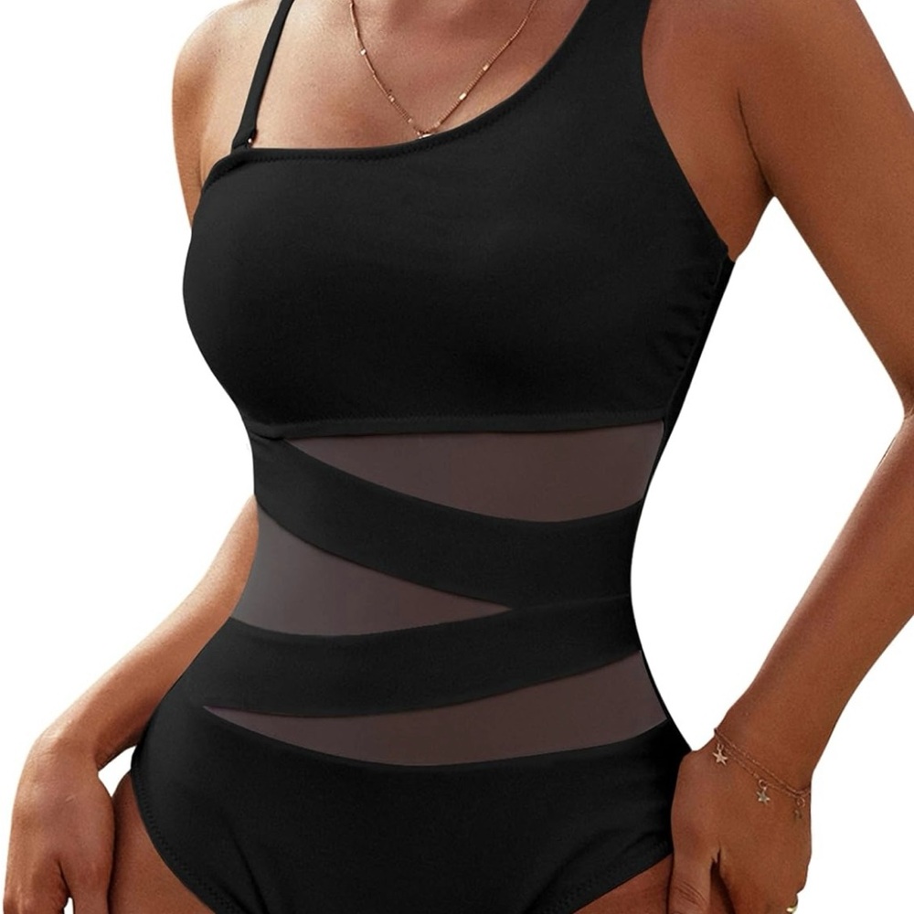Blooming Jelly  1 Piece Bathing Suits One Shoulder Swimsuits Slimming Mesh